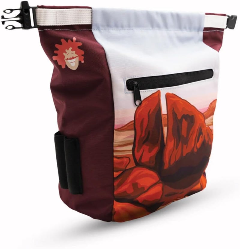 Gnarly Dood Rock Climbing Chalk Bucket | for Bouldering Gym & Outdoor Use | Durable Hook & Loop Closure, 2 Zippered Pockets, Easy-Carry Handle - Image 2